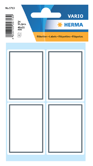 Book labels 40x55mm grey frame 6 sh.