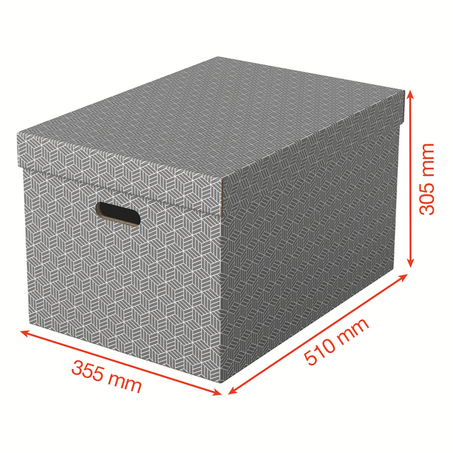 Opbergdoos Esselte home groot 355x305x510mm grijs 3 stuks