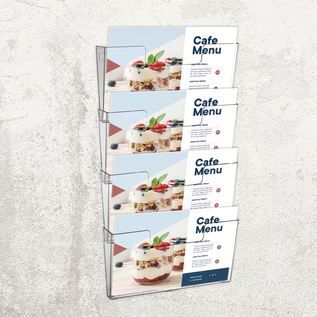 Wall Brochure holder OPUS 2 4xA4 landscape connectable