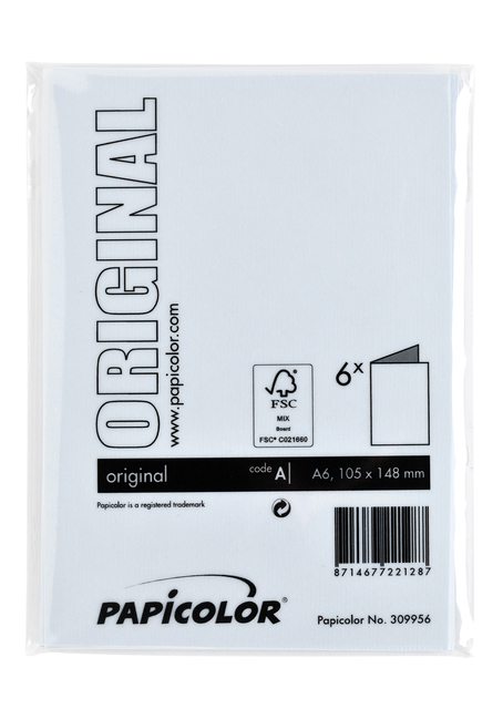 Correspondentiekaart Papicolor dubbel 105x148mm babyblauw pak à 6 stuk