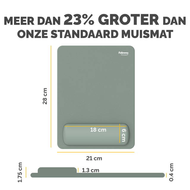 Muismat met polssteun Fellowes Breyta XL saliegroen