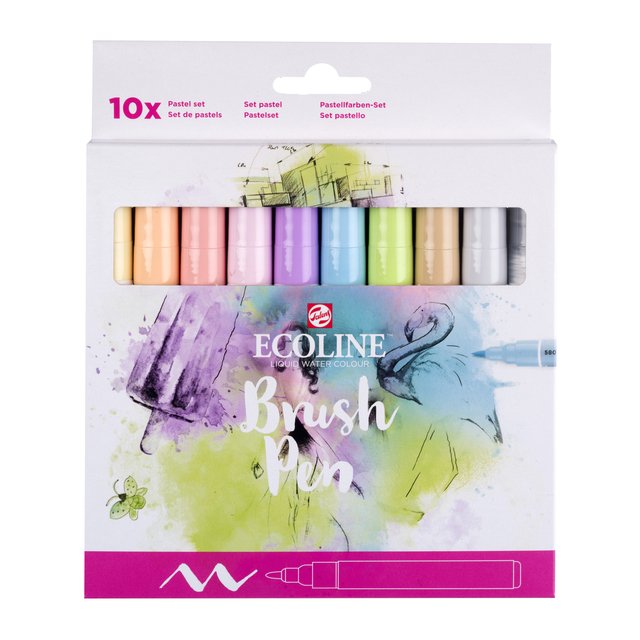 Brushpen Talens Ecoline set á 10 stuks paste
