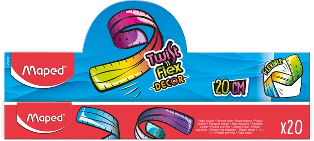 Liniaal Maped Twist 'n Flex Decor Animals 20cm display à 20 stuks assorti