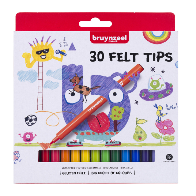 Viltstiften Bruynzeel set à 30 kleuren 30 stuk