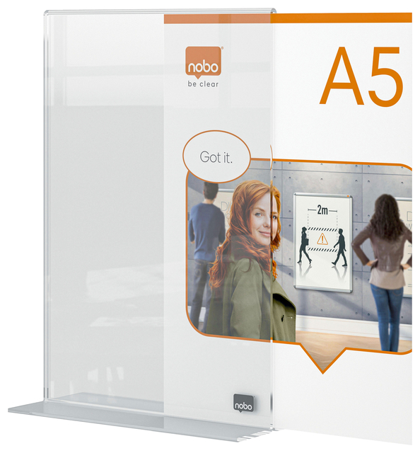 Infobord Nobo Premium Plus A5 acryl vrijstaand