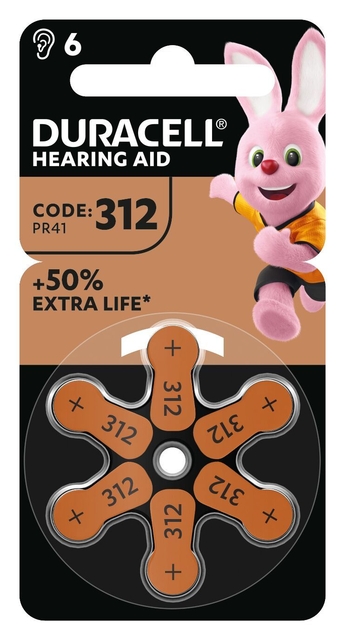 Batterij Duracell Hearing DA312 Ø7,9mm 180mAh 6 stuk