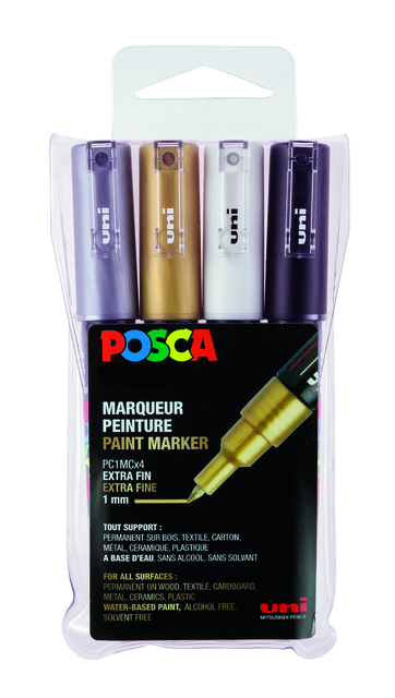 Paint marker Posca PC1MC extra fine assorted 4 pieces