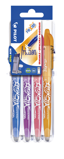 Rollerpen PILOT friXion medium fun assorti Set2Go à 4 stuk