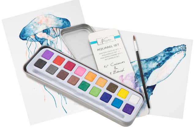 Aquarelverf Nassau Art blik à 18 napjes en pensee