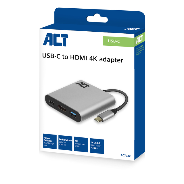 Adapter ACT USB-C multiport for 1 HDMI monitor