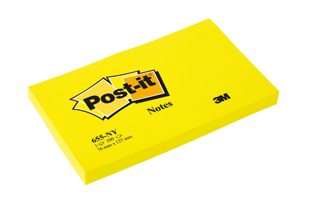 Memo pad Post-it 655 76x127mm 100 sheets per block neon yellow