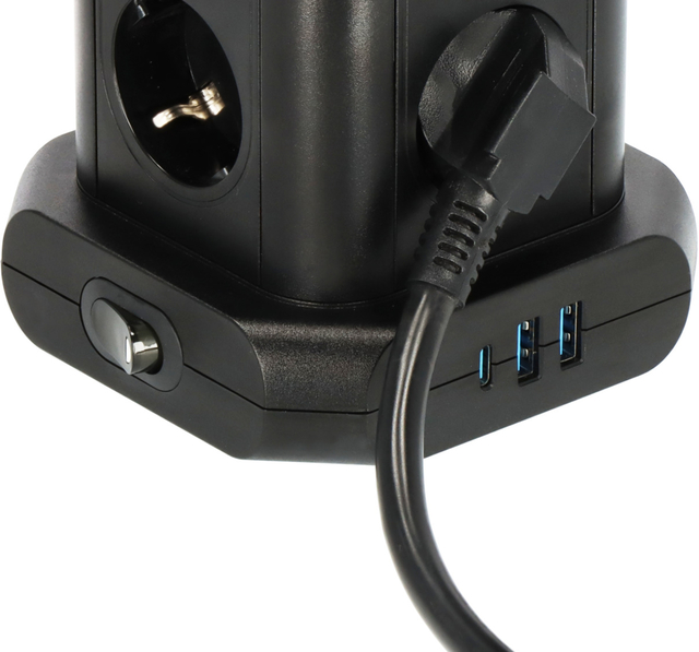 Stekkerdoos Brennenstuhl toren 8 voudig met 2x USB A 1x USB C PD zwart