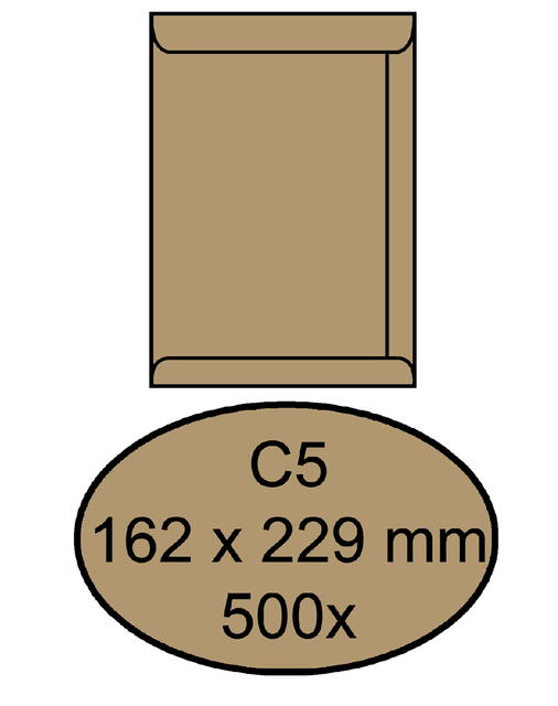 Pocket C5 gummed brown 90gsm