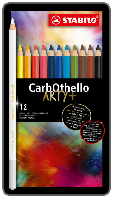 Kleurpotloden STABILO CarbOthello kalkpastel assorti blik à 12 stuk