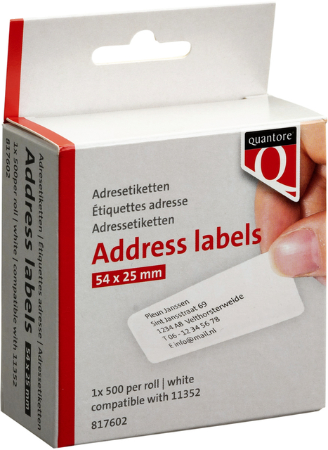 Address labels Quantore 11352 54x25mm retour white