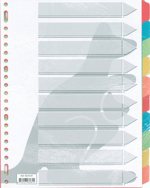 Dividers Kangaro A4 cardboard 180 grs 23 holes 5 tabs assorted