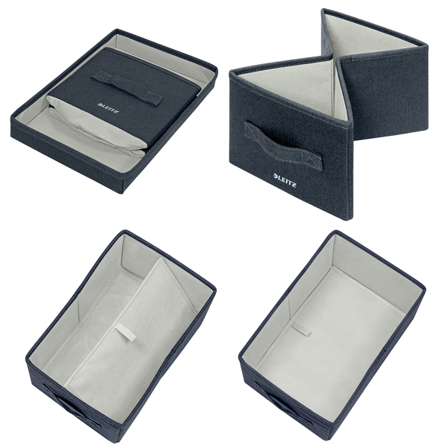 Opbergdoos Leitz gestoffeerd met deksel 190x160x285mm grijs 2 st