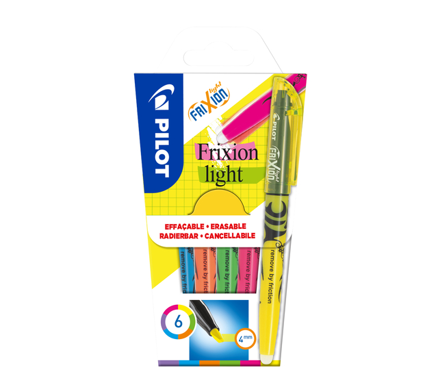 Markeerstift PILOT friXion light assorti set à 6 stuk