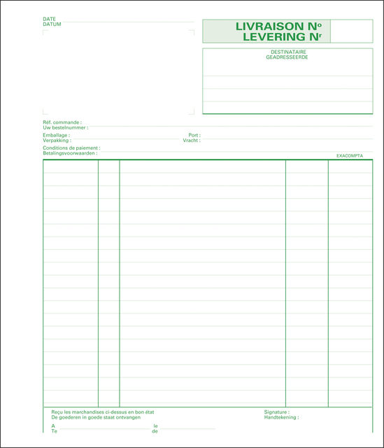 Leveringenboek Exacompta Manifold dupli 50vel Nl Fr