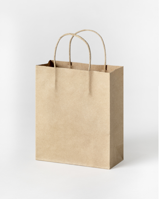 Tas met handvat Folia kraftpapier 125gr 18x21x8cm 20 stuks naturel