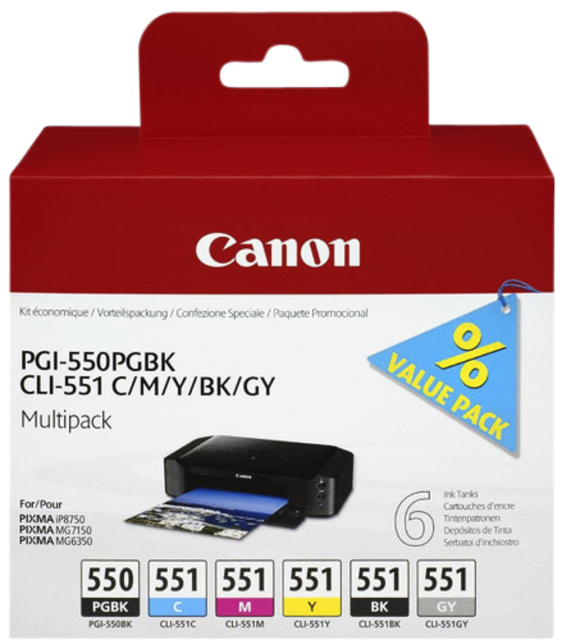 CANON PGI-550/CLI-551 PGBK/C/M/Y/BK/GY M