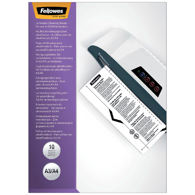 Laminator cleaning sheets Fellowes A4+A3 10 Pieces