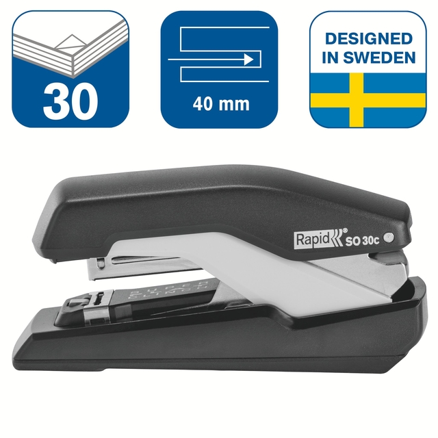 Stapler Rapid SO30c half strip 30 sheets 24/6 black/grey
