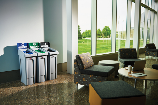 Afvalbak Rubbermaid Slim Jim Recyclestation starterset 87 liter grijs