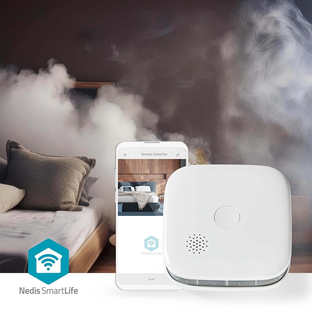 Rookmelder Nedis Smartlife Wifi 10 jaar sensor wit