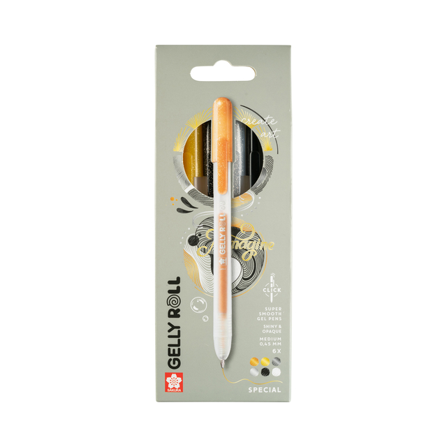Gelschrijver Sakura Gelly Roll Special 08 klikfunctie set à 6 kleure