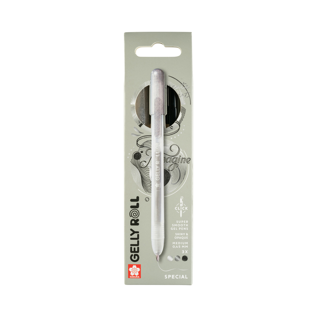 Gelschrijver Sakura Gelly Roll Special 08 klikfunctie set à 3 kleuren zilve