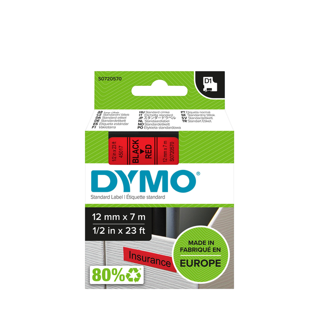 Dymo 4500 Tape Blk On Red 45017/S0720570