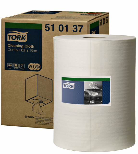 Cleaning cloth Tork W1 reusable nonwoven 400 sheets white 510137