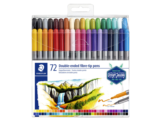Kleurstift Staedtler dubbele punt fijn en ultrafijn etui à 72 kleure