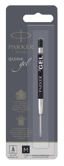Gelschrijvervulling Parker Quink medium zwart blister à 1 stu