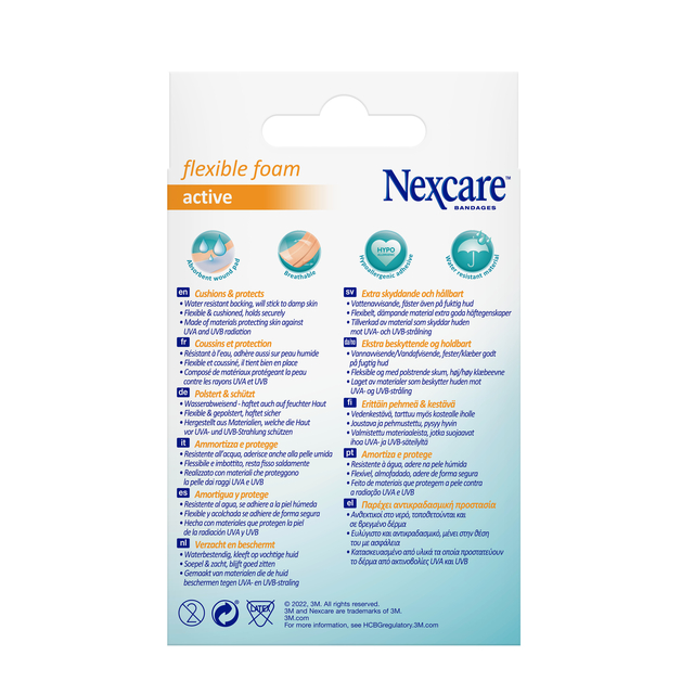 Foam bands Nexcare active flexible foam waterproof 6x10cm 10 pieces