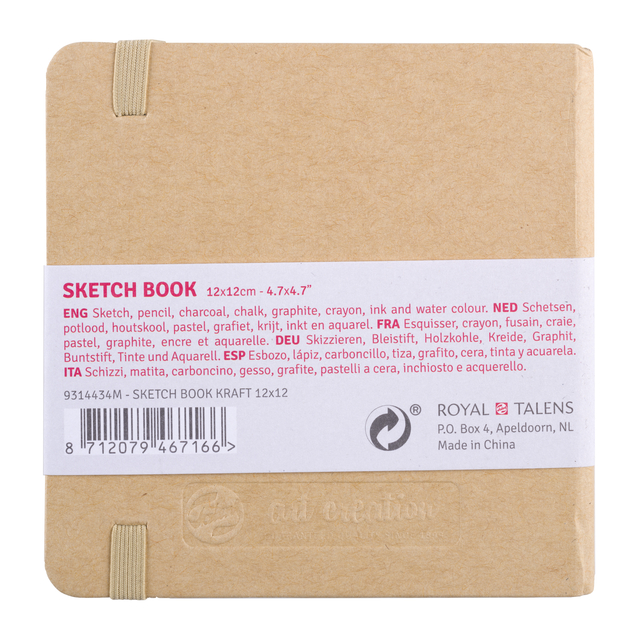 Schetsboek Talens Art Creation 80 witte vellen 140gr 120x120mm kraft