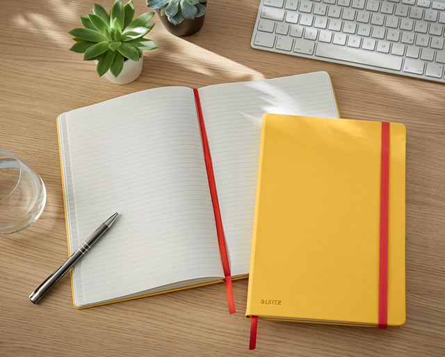Notitieboek Leitz Cosy B5 160blz 100gr spiraal lijn geel