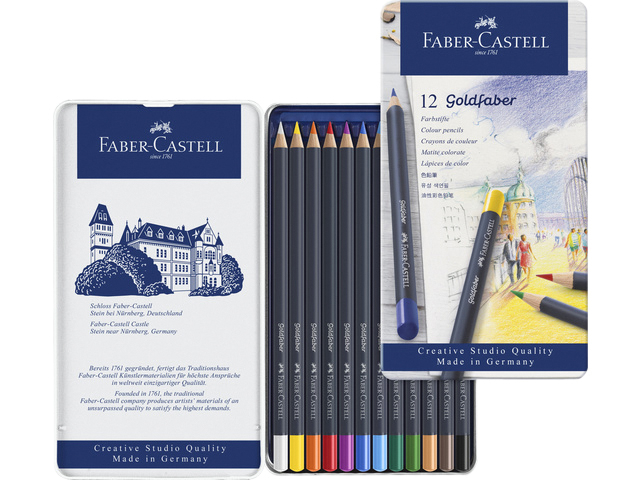 Kleurpotloden Faber-Castell Goldfaber assorti blik à 12 stuk