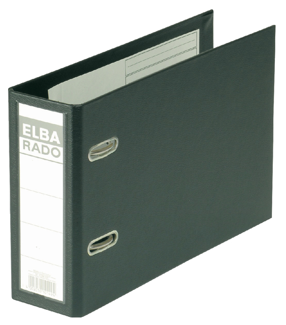 ELBA Lever Arch File "rado plast" A5 landscape SP75mm, exchangeable spine label, Black