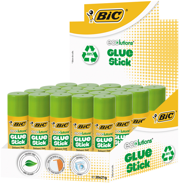 Lijmstift Bic ecolutions 21gr doos à 12+8 grati