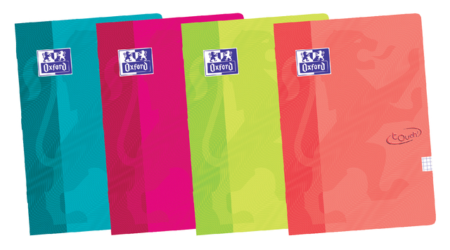 Oxford School Touch A4 Soft Card Cover Exercise Book 10mm Squared 72 Pages Assorted