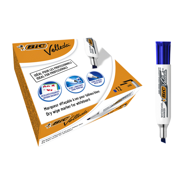 Viltstift Bic Velleda 1781 whiteboard schuin large blauw