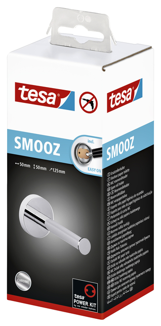 Reserverolhouder tesa® Smooz hoogglans verchroomd metaal zelfkleven