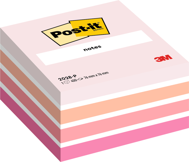 Memo pad Post-it 2028 76x76mm cube pastel pink