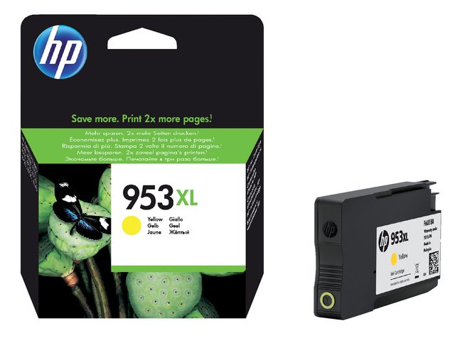 HP 953XL HY Ink Cart Yellow F6U18AE