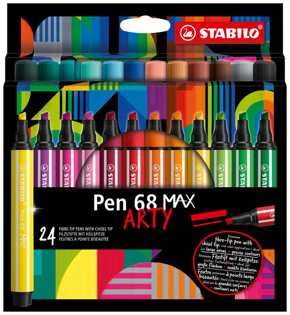 Viltstift STABILO Pen 68 Max Arty assorti etui à 24 stuk
