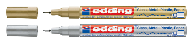 Paintmarker edding 780 op oliebasis 0.8mm goud en zilver blister à 2st