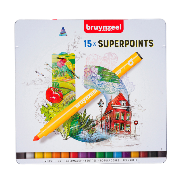 Viltstift Bruynzeel Expression super points blik à 15 stuks assort