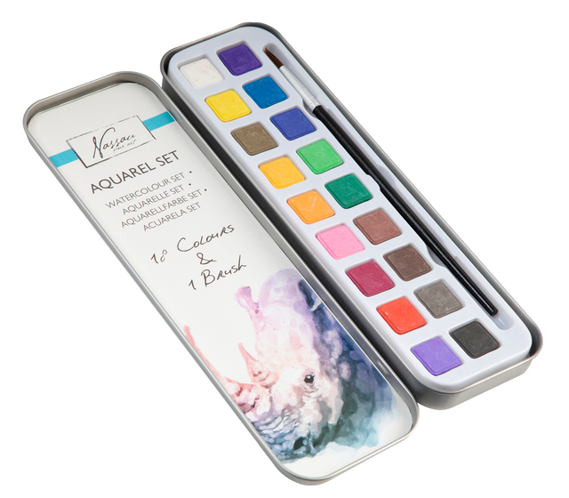 Aquarelverf Nassau Art blik à 18 napjes en pensee